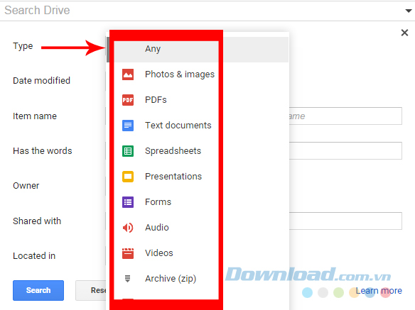 Chọn cách tìm Google Drive