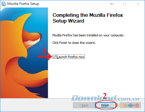 Kết thúc cài đặt Firefox