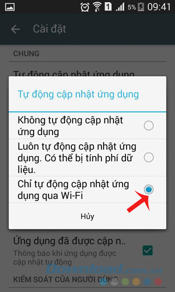 Tự động cập nhật ứng dụng qua wifi