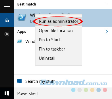 Mở Powershell lên