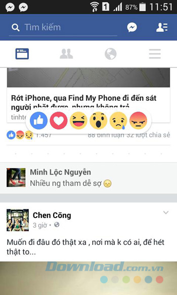 Biểu tượng cảm xúc mới của Facebook trên điện thoại