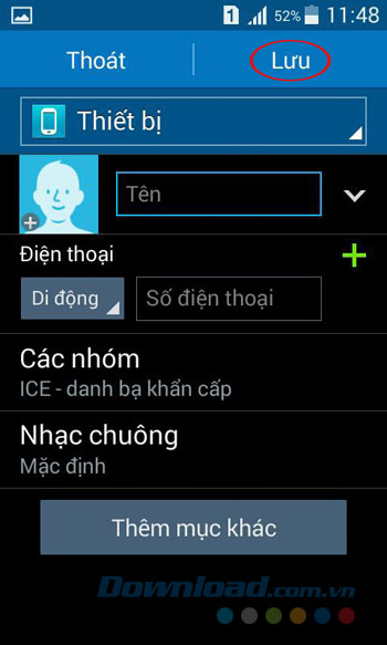 Thêm danh bạ khẩn cấp