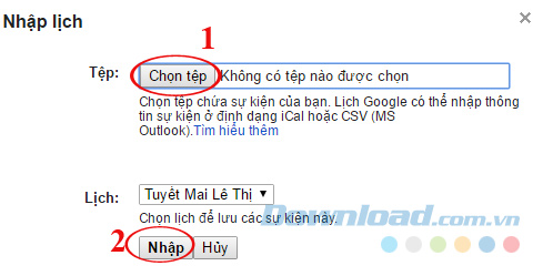 Chọn file lịch