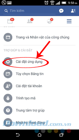 Cài đặt ứng dụng