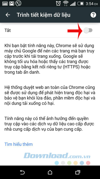 Bật tiết kiệm dữ liệu