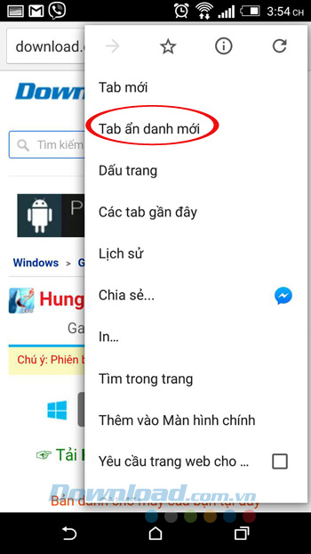 Tab ẩn danh mới