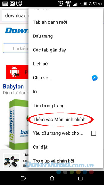 Thêm vào màn hình chính