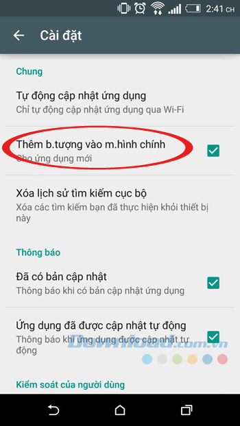 Thêm vào màn hình chính