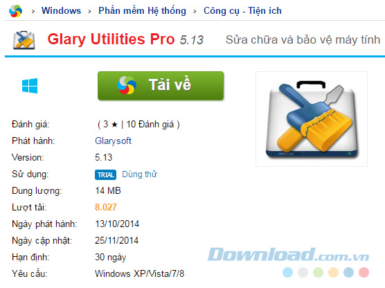tải về phần mềm Glary Utilities PRO