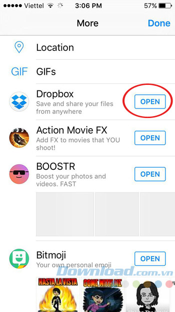 Nhấn vào Dropbox