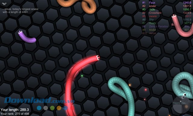 Giao diện game slither.io
