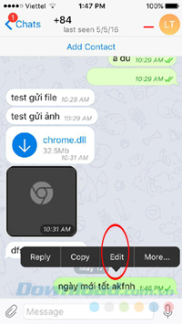 Sửa lại tin nhắn đã gửi trên Telegram