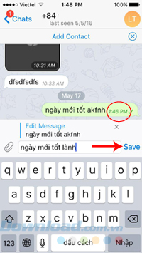 Cách sửa nội dung tin nhắn đã gửi bằng Telegram