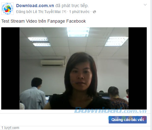 Video Stream trên tường Fanpage Facebook