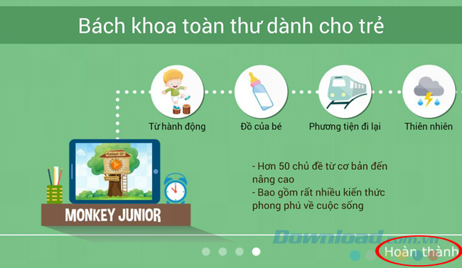 Ứng dụng học ngoại ngữ cho trẻ em Monkey Junior