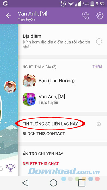 Tin tưởng số liên lạc