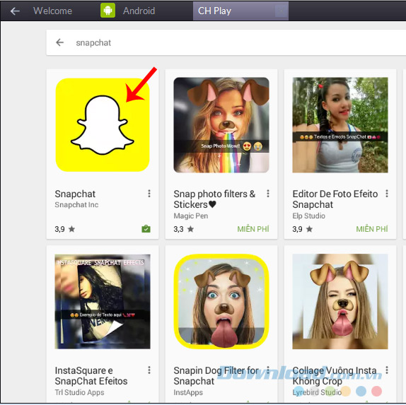 Cài Snapchat trên giả lập