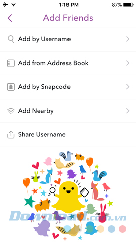 Add bạn trên Snapchat