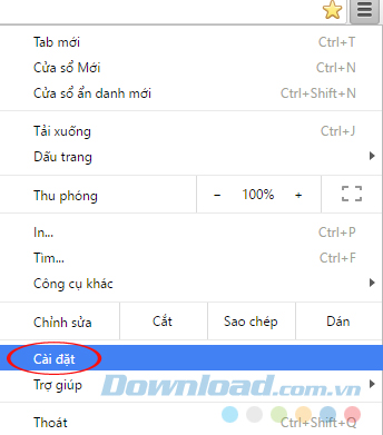 Vào phần Cài đặt