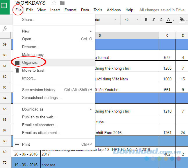 Chuyển dữ liệu Google Docs vào Google Drive