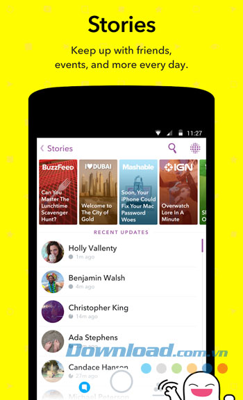 Tính năng của ứng dụng Snapchat trên Android