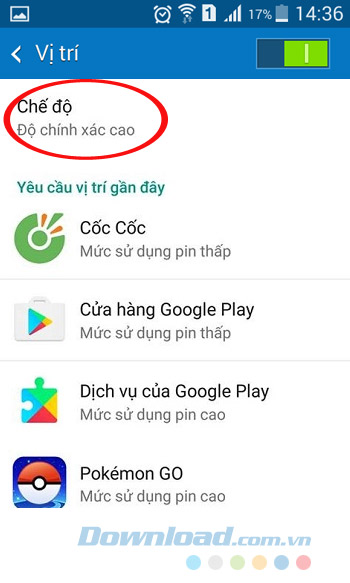 Chọn chế độ