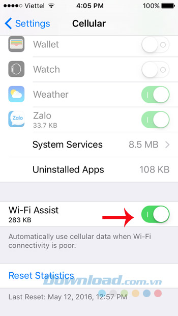 Bật Wi-Fi Assist