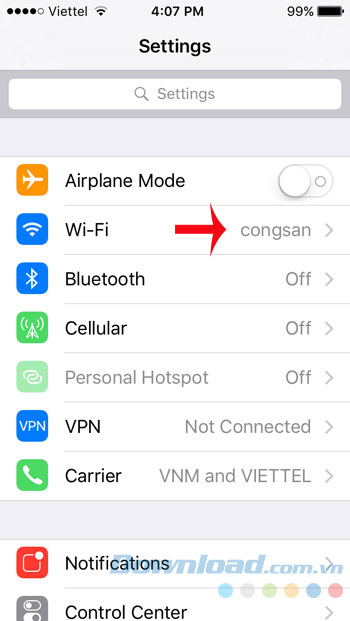 Cài đặt wifi