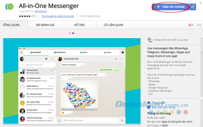 Thêm All-in-One Messenger vào Chrome