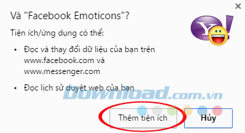 Thêm tiện ích Facebook Emoticons