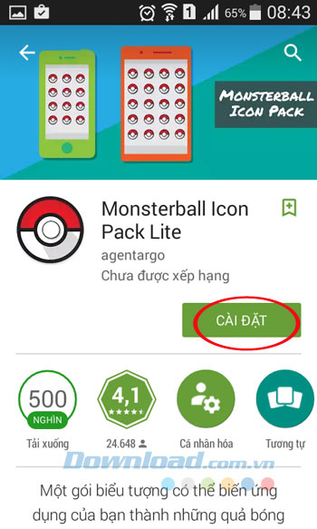Cài đặt Monsterball Icon Pack Lite