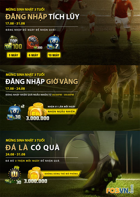 FIFA Online 4 Việt Nam  SINH NHẬT 3 TUỔI FIFA ONLINE 4 BIRTHDAY FEST  MỪNG LÊN BA  CÀNG ĐÁ CÀNG ĐÃ CHUẨN BỊ MỞ CỬA VỚI VÔ SỐ QUÀ TẶNG