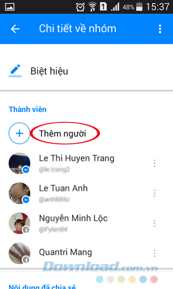 Thêm người vào nhóm