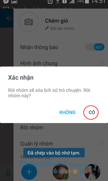 Xác nhận rời nhóm