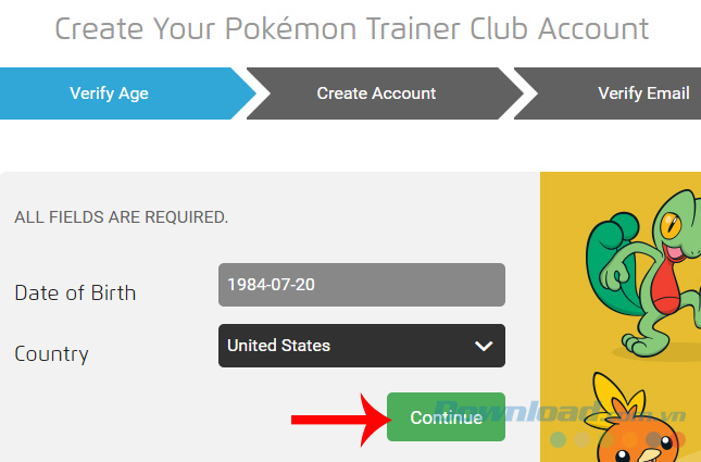 Cách tạo tài khoản Pokemon Trainer Club trên máy tính 