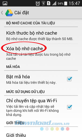 Xóa bộ nhớ Cache