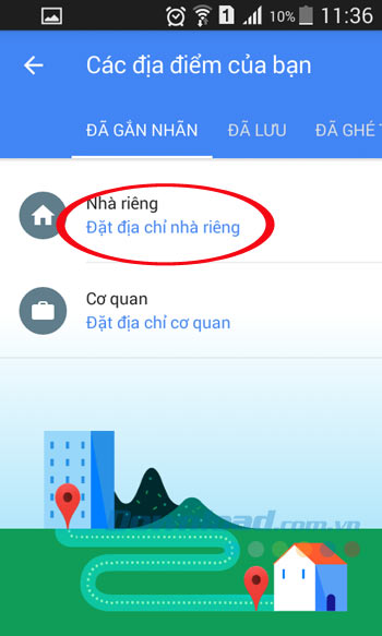 Đặt địa chỉ nhà riêng