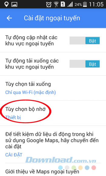 Tùy chọn bộ nhớ