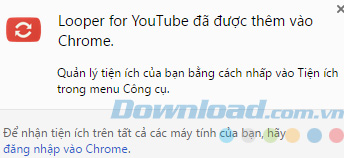 Thông báo tiện ích đã được thêm vào trình duyệt