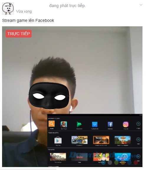 Video được stream trực tiếp trên Facebook