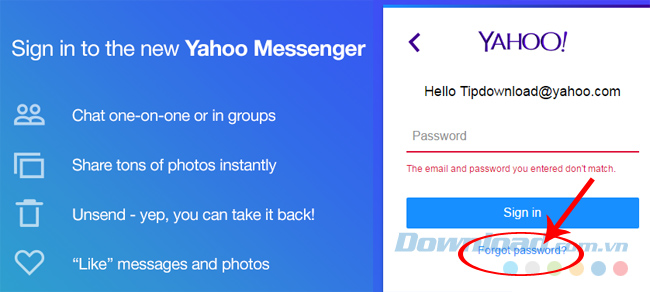 Lấy lại mật khẩu Yahoo