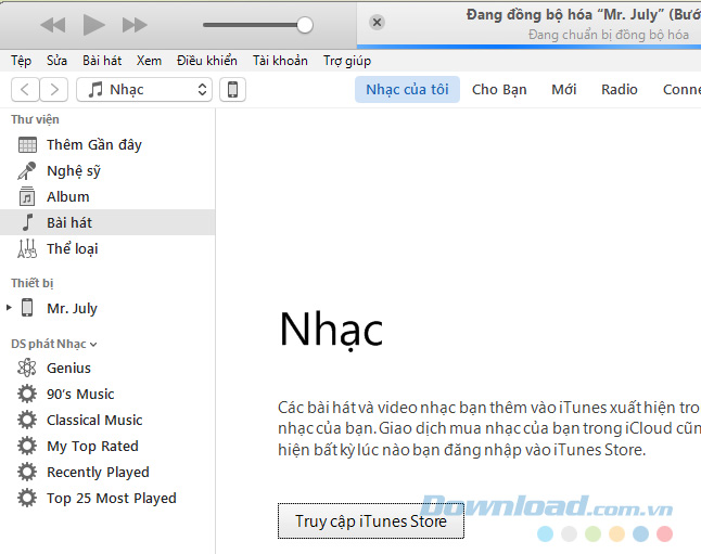 iTunes với ngôn ngữ tiếng Việt