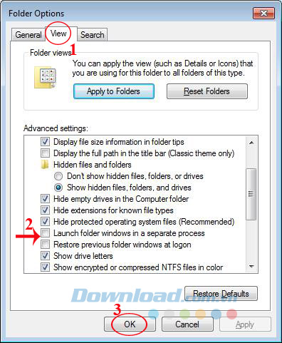 Cửa sổ File Explorer Options