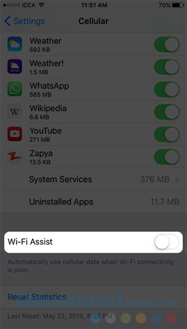 Tắt Wifi assist