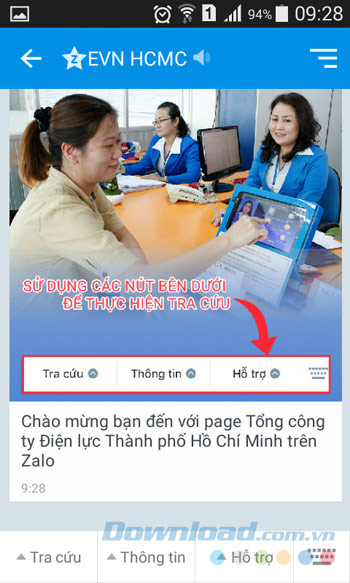 Giao diện chính của EVN HCMC