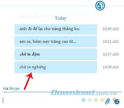 Chữ nghiêng trên Skype