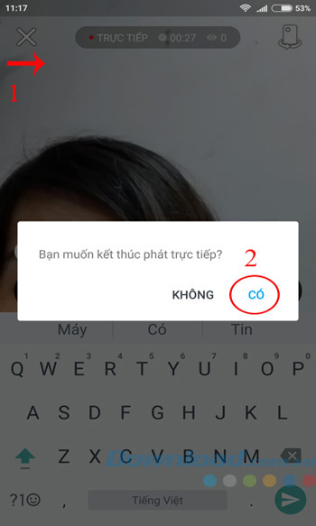 Kết thúc phát trực tiếp