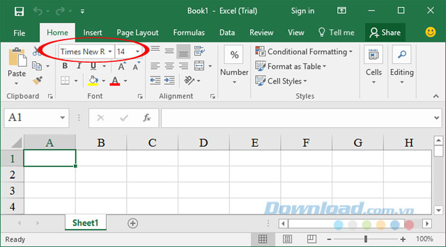 Cách thiết lập font chữ mặc định trong Excel 2016 - Download.vn