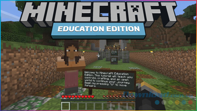 Giao diện bắt đầu của Minecraft phiên bản giáo dục