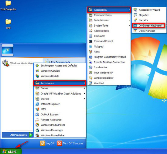 Bàn phím ảo Windows XP